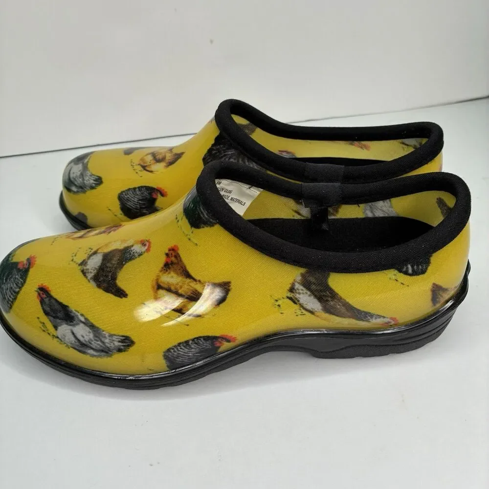 Groundwork Garden Clogs Womens Sz 8 Yellow Waterproof Shoes Chickens Hens